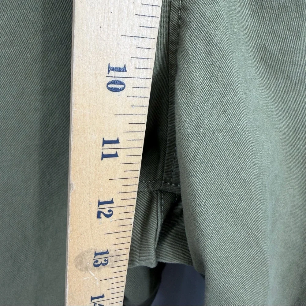 Polo Ralph Lauren zip-fly‎ cropped cotton wide-leg chino olive green sz 10